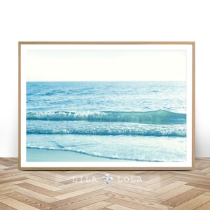 Beach Wall Art Print, Coastal Photography, Printable Digital Download, Large Wall Art, Ocean Water Waves, Minimalist Beach image 1