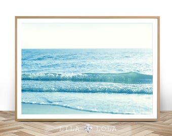 Beach Wall Art Print, Coastal Photography, Printable Digital Download, Large Wall Art, Ocean Water Waves, Minimalist Beach