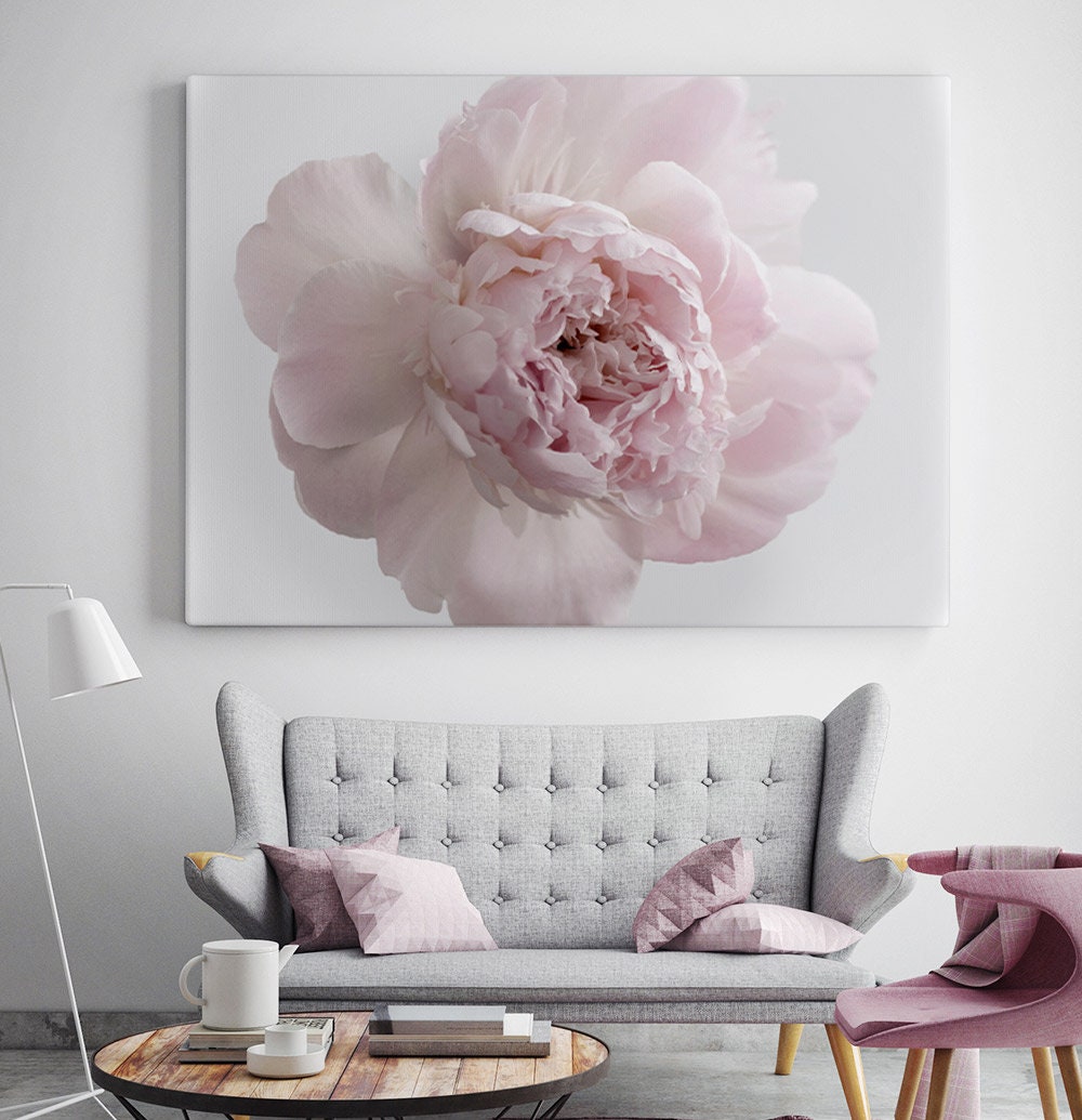 Peony Rose Print, Peonie Wall Art, Printable Photography, Pink and Grey ...