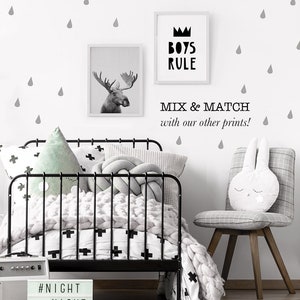 Boys Rule Print, Nursery Decor, Scandinavian Kids, Printable Wall Art, Black and White, Modern Quote, Playroom Poster image 5