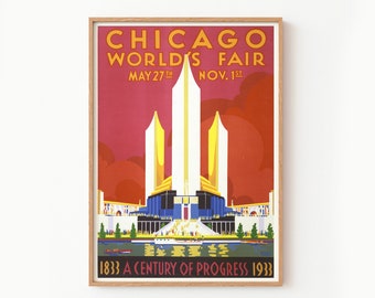 Chicago Wandkunst Posterdruck ~ Retro Vintage ~ Altes Reisebild ~ druckbarer digitaler Download