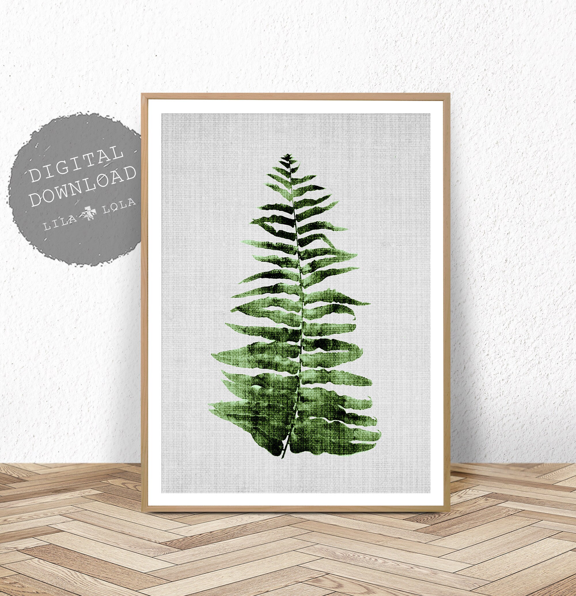 Digital Download Instant Printable Wall Art Fern Leaf Botanical Print
