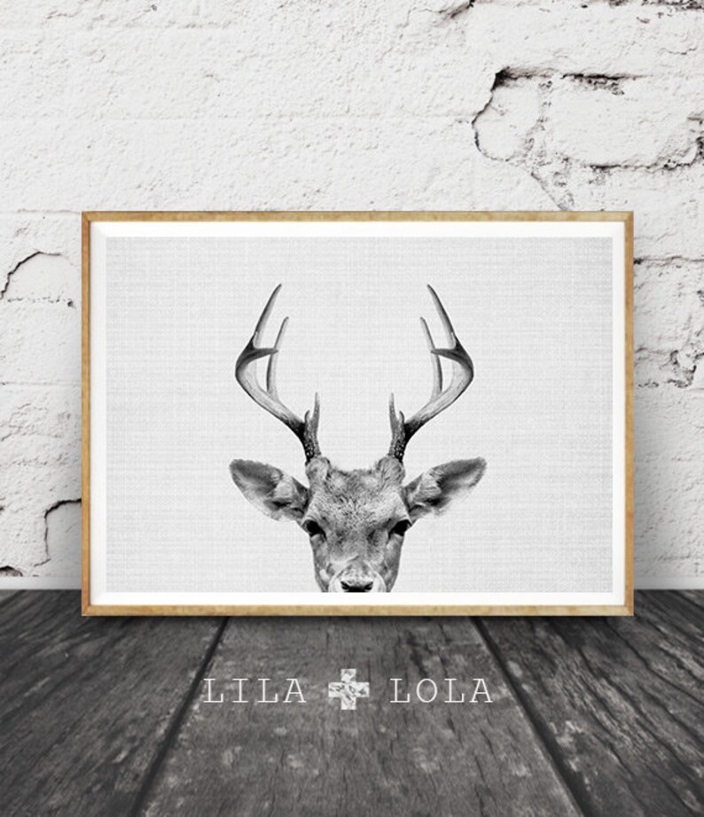 Deer Wall Art Print Deer Head Antlers Woodlands Nursery Etsy