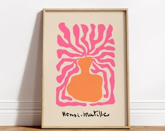 Henri Matisse Wall Art Poster Print, Henri Matisse, Hot Pink, Orange, adrett, Trendy, Home Decor, druckbare Wandkunst, digitaler Download