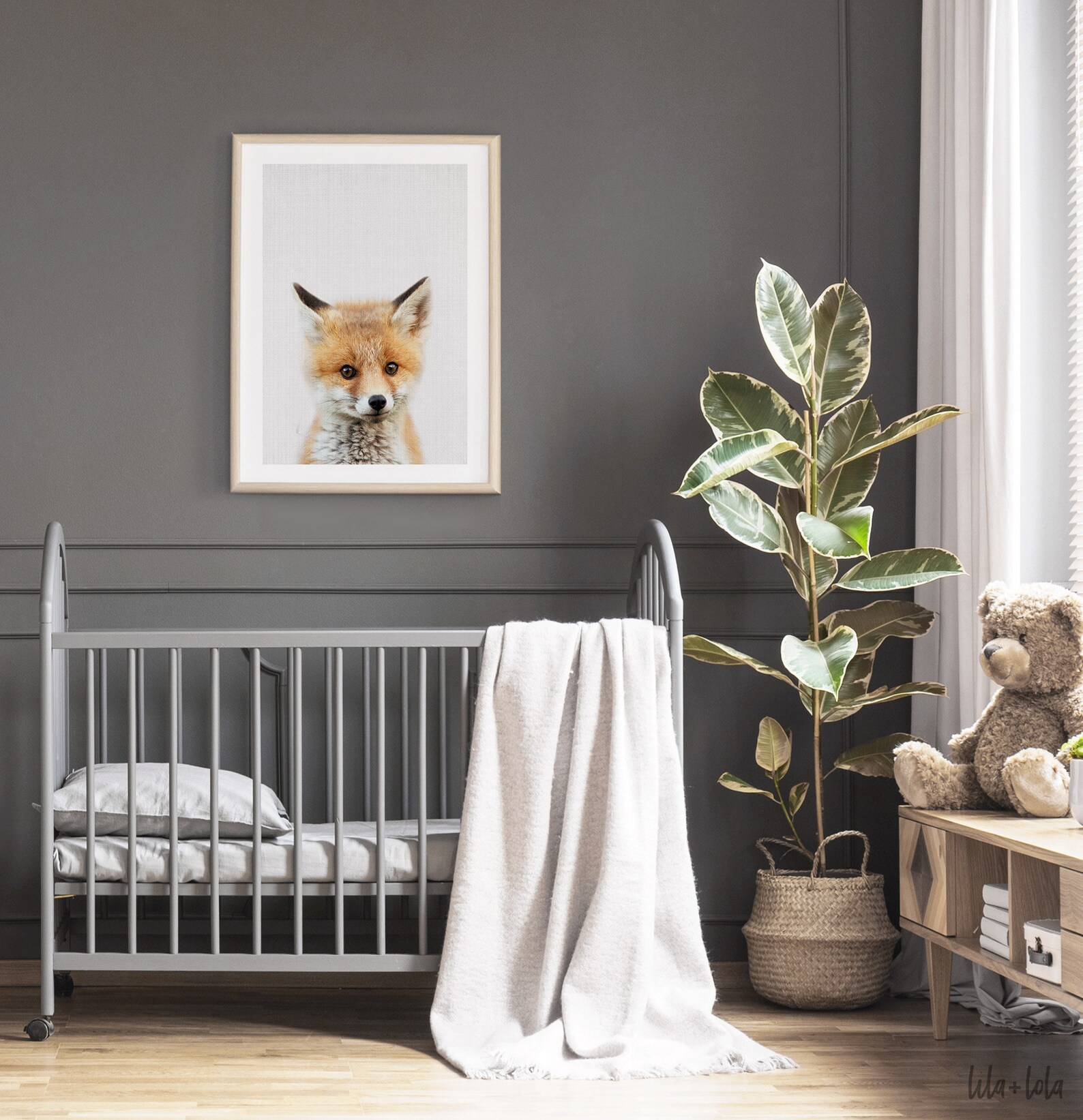 Baby Fox Print Nursery Animal Wall Art Woodland Decor Large - Etsy