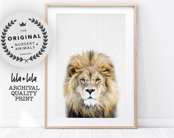 Lion Print, Lion Wall Art, Baby Boy Nursery, Boys Room Decor, Safari Animal, Safari Nursery Decor, Savannah Animal, Animal Portrait