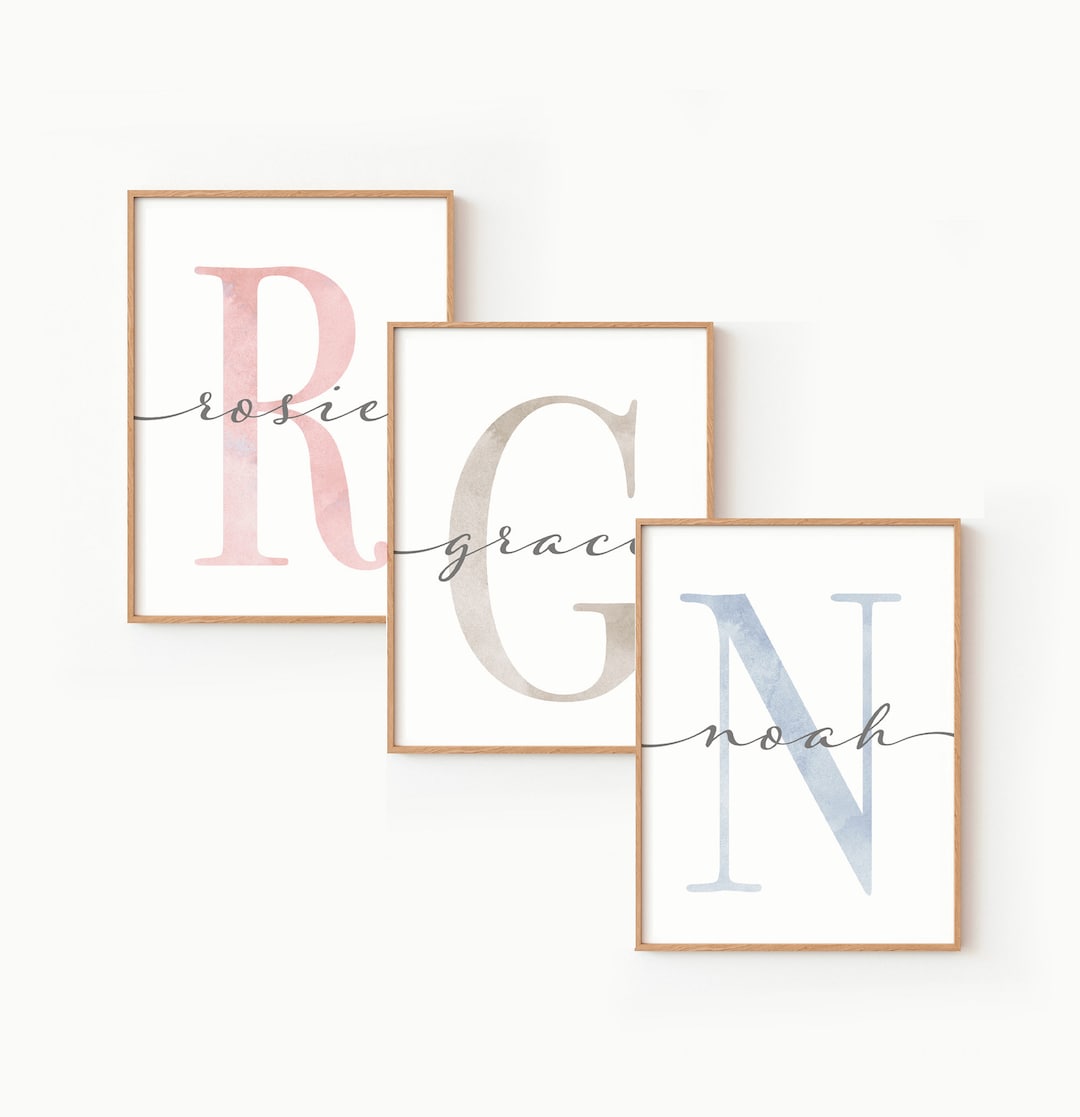 Personalised Nursery Name and Letter Sign / Initial Wall Art Print