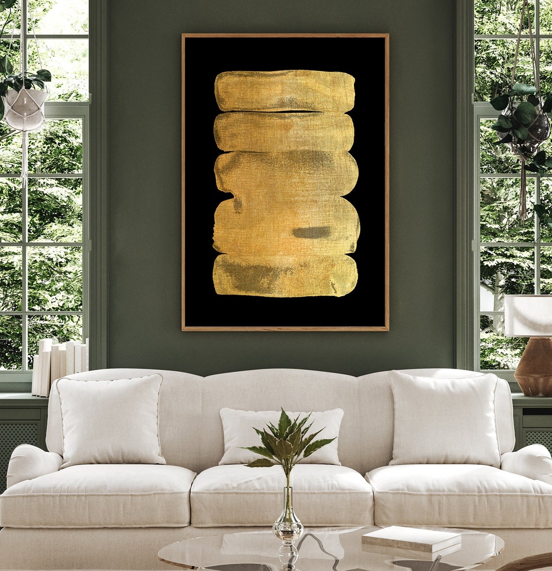 Abstract Wall Art Print, Black and Gold Decor ~ Printable Digital ...