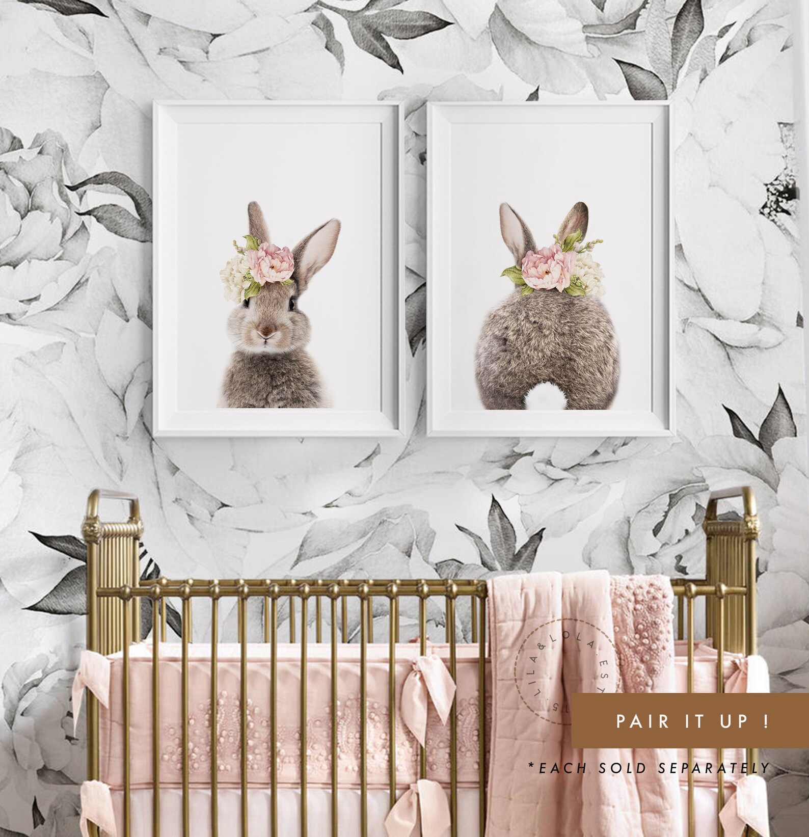 Nursery Wall Art Bunny Print Girls Bedroom Decor Rabbit Etsy