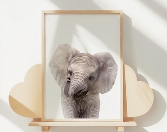 Baby Elephant Nursery Wall Art Printable: Digital Download for Kids Room Decor