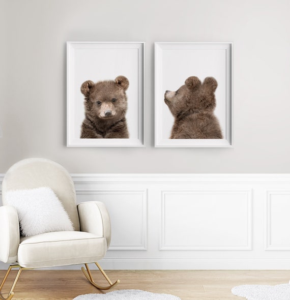 Baby Bear Print Set of 2 ~ Nursery Wall Art ~ Woodland Animal Posters ~ Printable Instant Downloadable ~ White Background