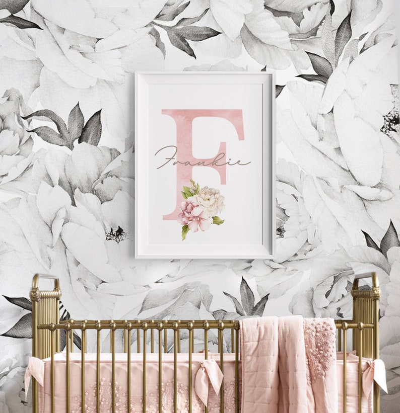 Personalized Floral Initial Nursery Print: Girls Room Decor (digital ...