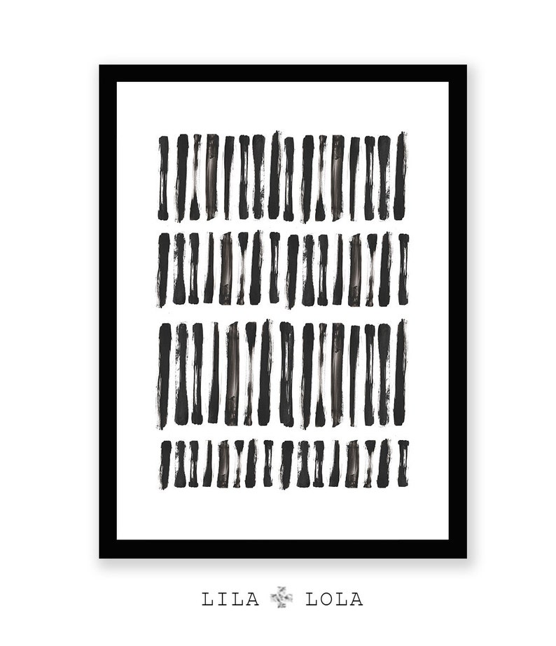 Black and White Abstract Wall Art, Brush Stroke Print, Modern Minimal Ink Painting, Home Decor, Printable Instant Download, Large Poster image 2