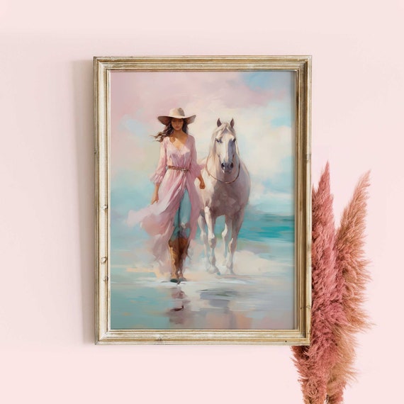 Coastal Cowgirl Prints ~ Retro Western Wall Art ~ Dorm Room Beach Decor ~ Trendy Printable Wall Art