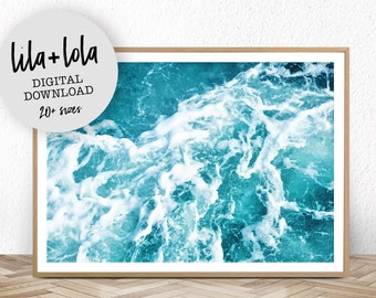 Ocean Art Print, Digital Download, Coastal Beach Decor, Large Printable Wall Art, Large Ocean Water Photography, Modern Minimalist Waves