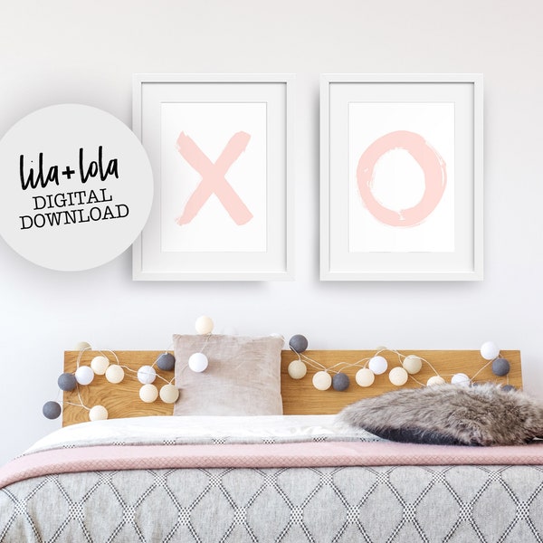 X and O Print Set: Blush Pink Nursery Art (Digital Download)