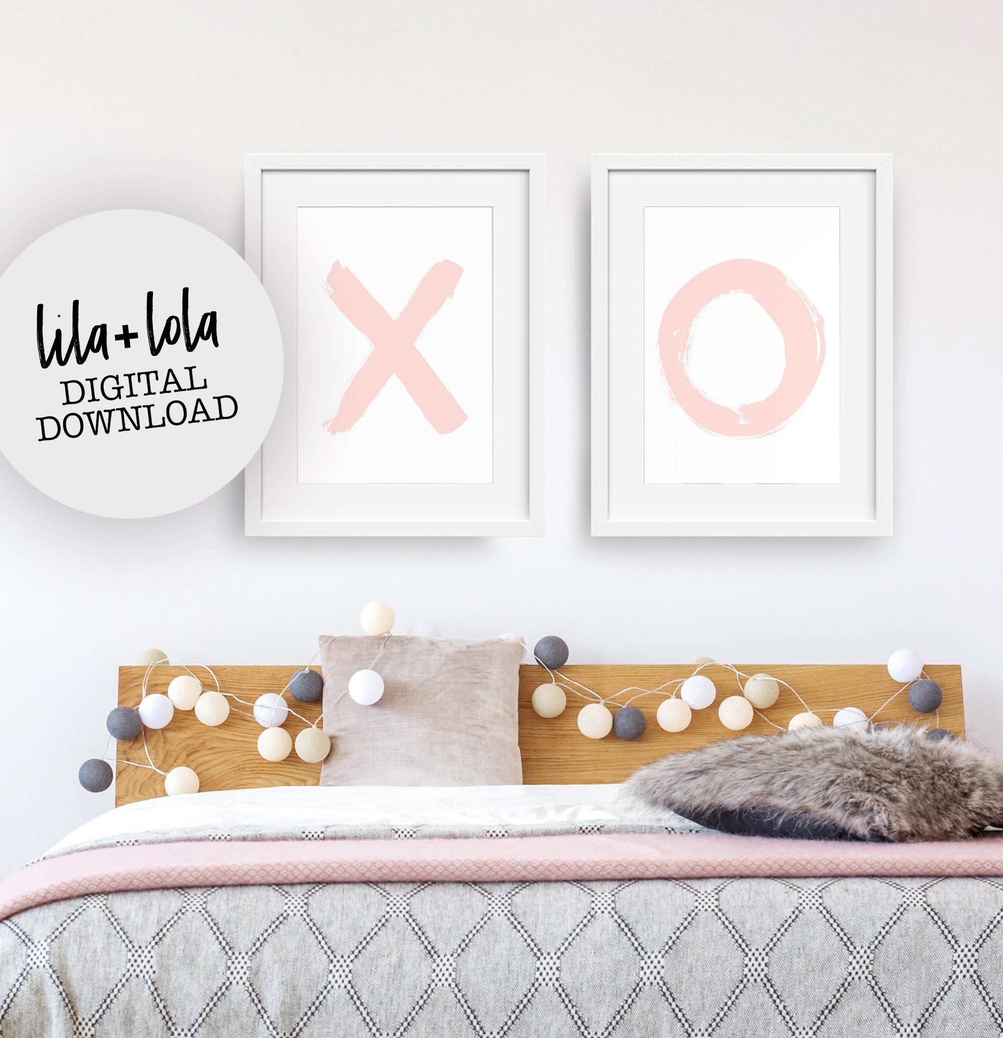 X and O Print Set, Pink Nursery Wall Art, Girls Room Decor - DIGITAL …
