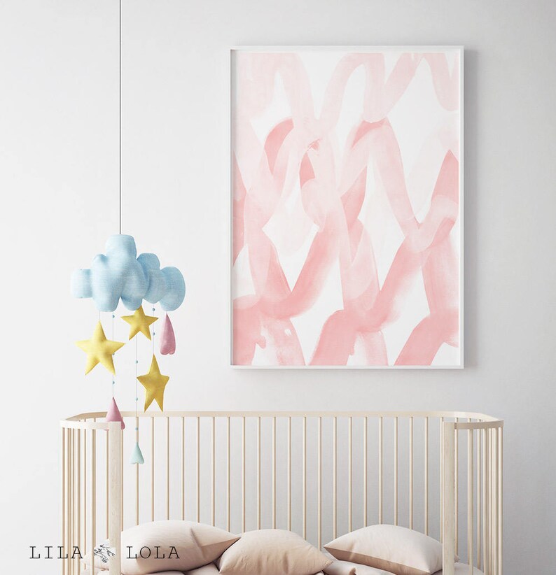 Abstract Watercolor Painting Girls Nursery Room Decor Blush Etsy