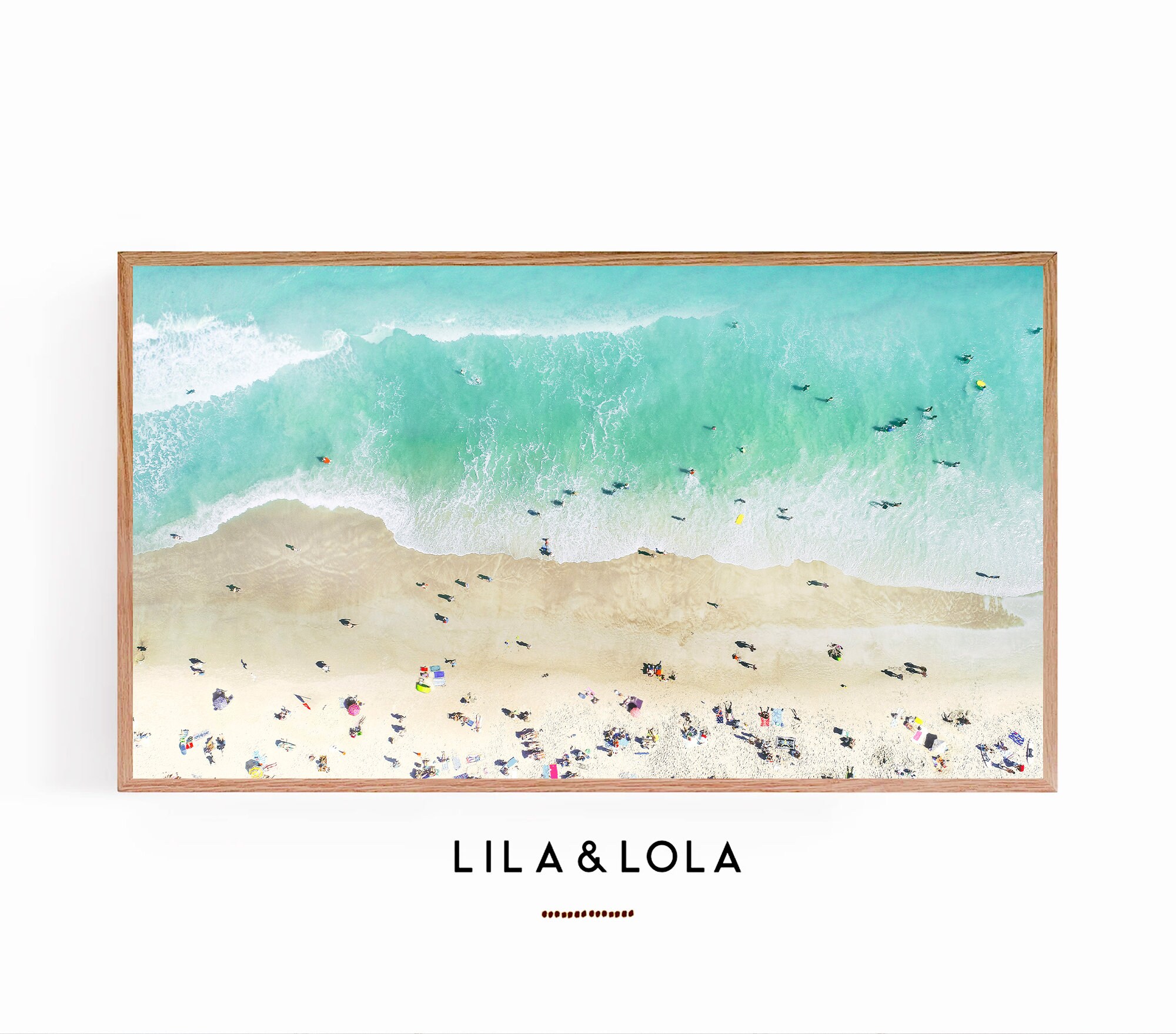 Samsung Frame TV Art ~ Summer Beach Scene ~ Swimmers Ariel