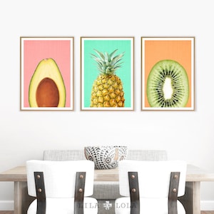 Pineapple Print, Fruit Wall Art, Kitchen Decor, Tropical Printable Large Poster, Digital Fruit Download, Modern Minimalist Kitchen Decor image 2