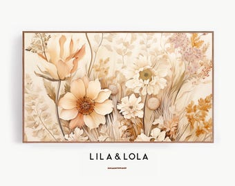 Autumn Floral Frame TV Art: Soft Orange Wildflowers (Digital Download
