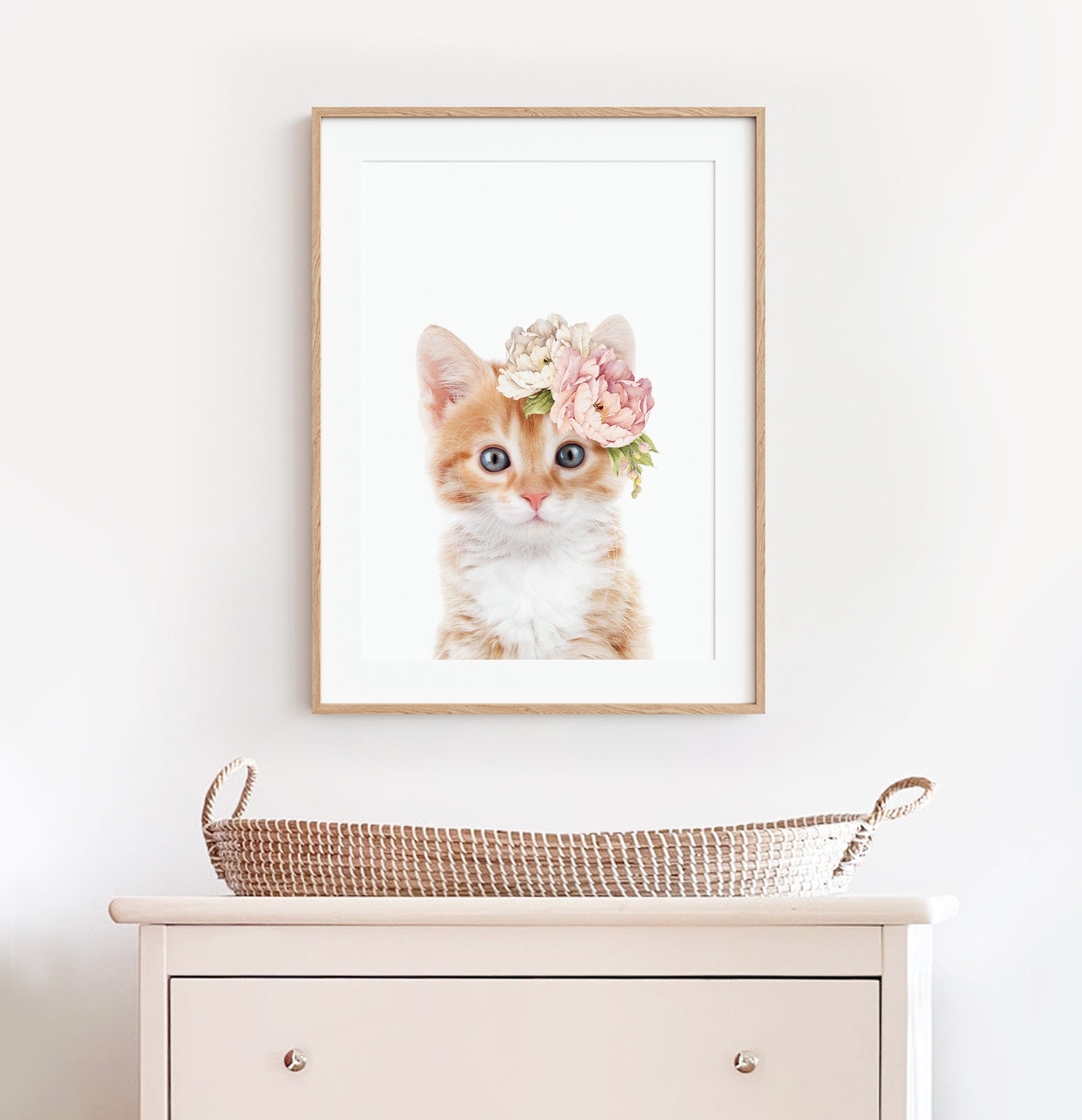 Kitten Wall Art Print With Flower Crown Girls Bedroom Decor - Etsy