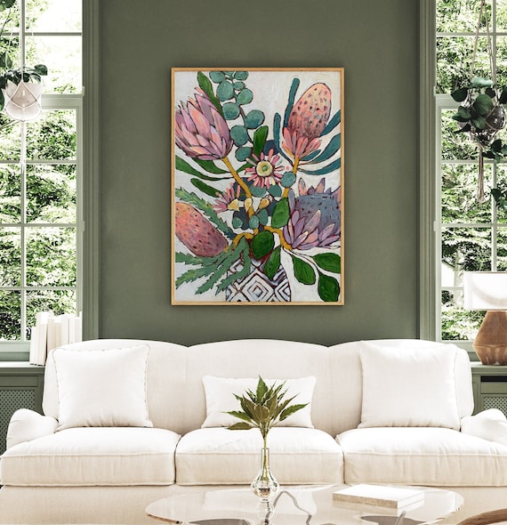 Australian Native Flower Wall Art Print ~ Proatea, Eucalyptus, Banksia, Gum Blossoms ~ Large Poster ~ Printable Digital Download