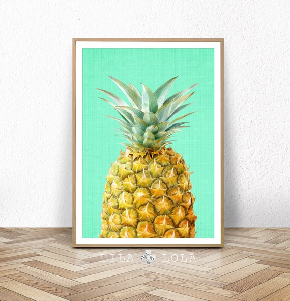 Pineapple Print, Fruit Wall Art, Kitchen Decor, Tropical Printable Large Poster, Digital Fruit Download, Modern Minimalist Kitchen Decor