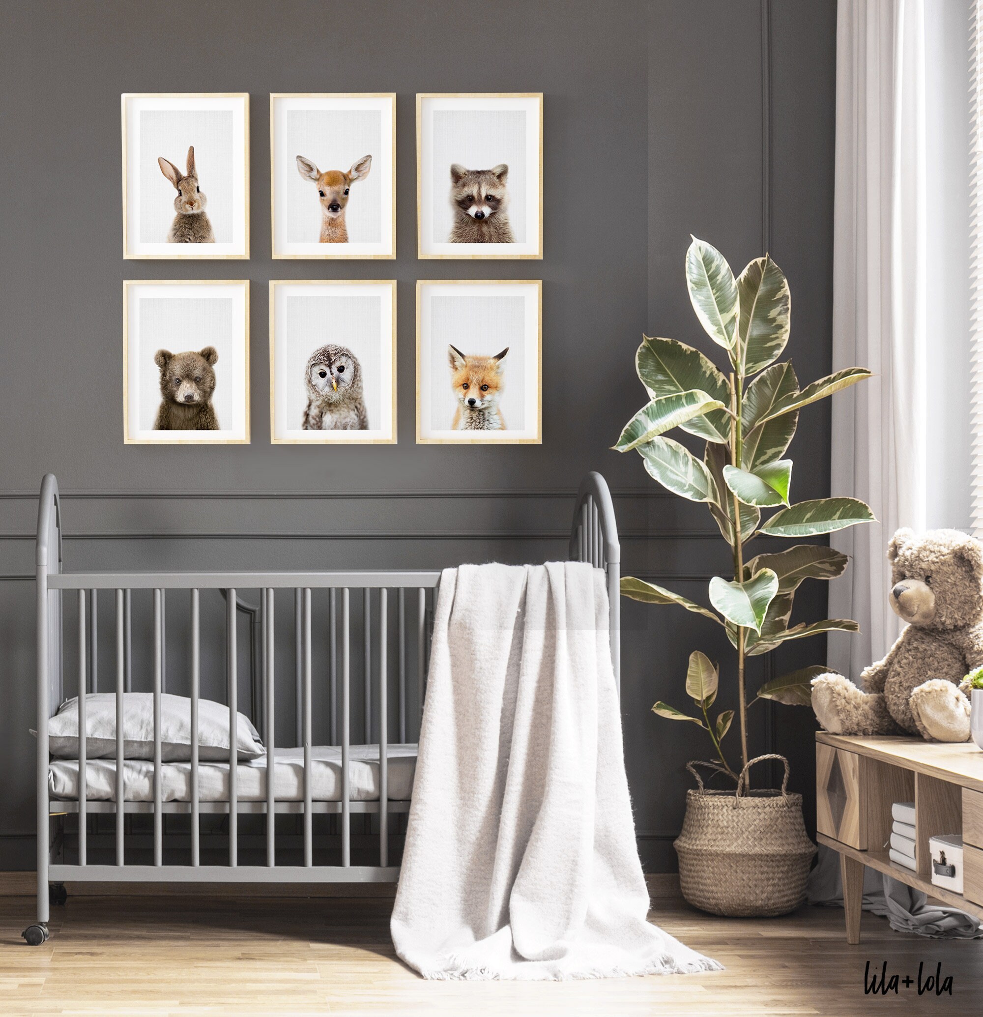 Woodland Nursery Wall Art Prints Baby Forest Animal Decor Etsy UK