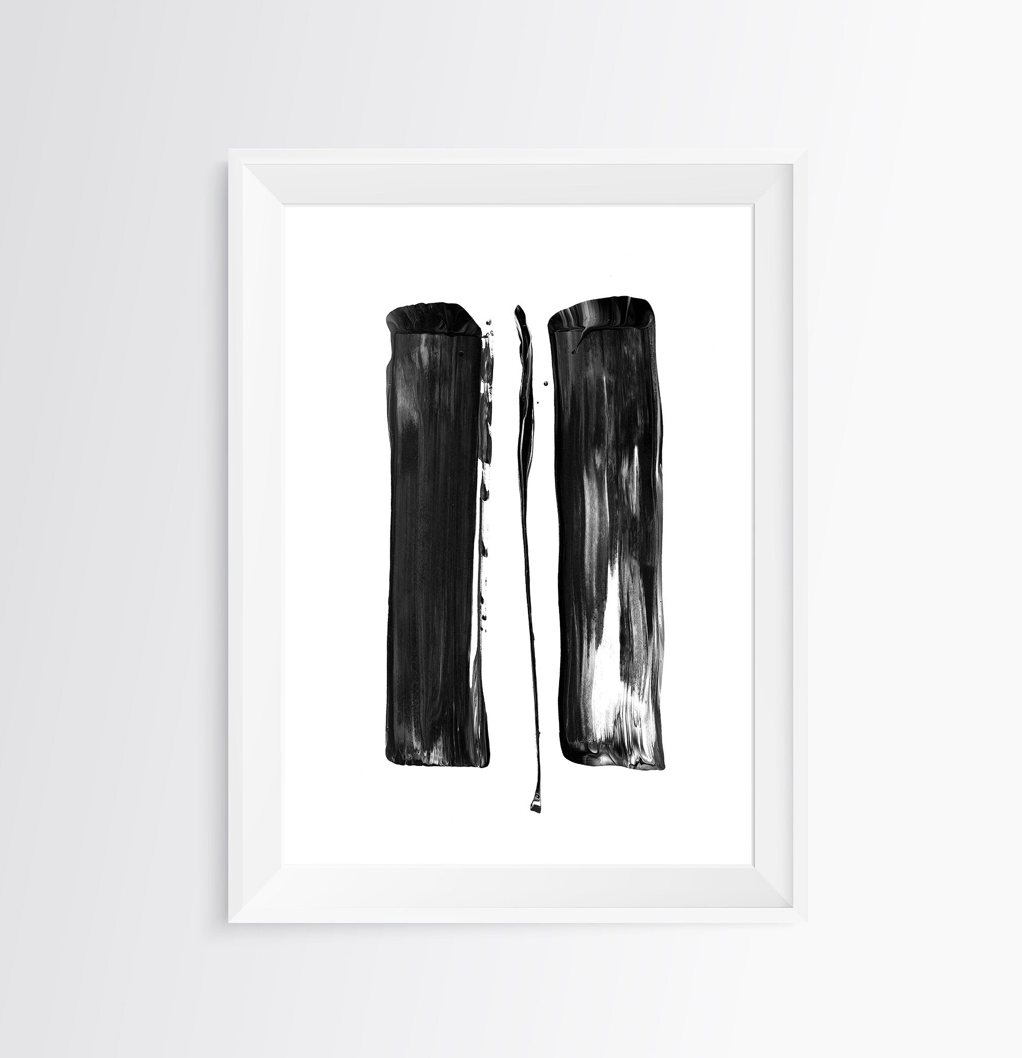 Black and White Abstract Brush Strokes Art Print (digital Download) - Etsy