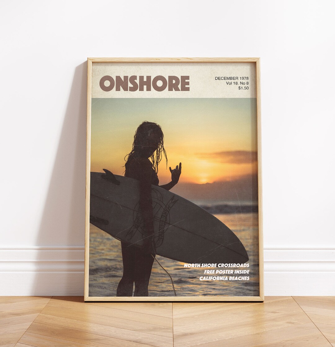 Vintage Surf Poster, Wall Art Decor Print, Magazine Cover