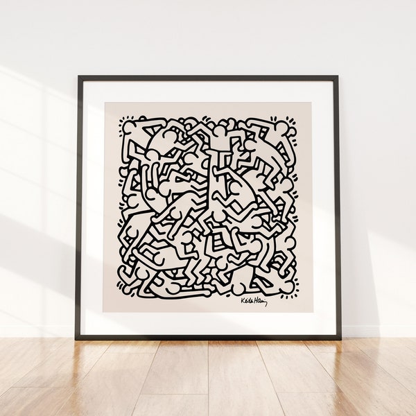 Keith Haring Print ~ Famous Art Poster~ Printable Wall Art Decor ~ Square ~ A Party For Life ~ Digital Download