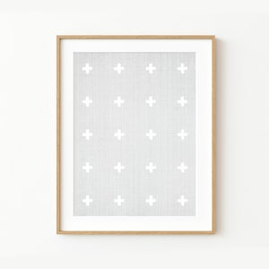 Swiss Cross Print ~ Printable Wall Art Decor ~ Modern Mid Century Poster ~ Grey and White ~ Instant Digital Download