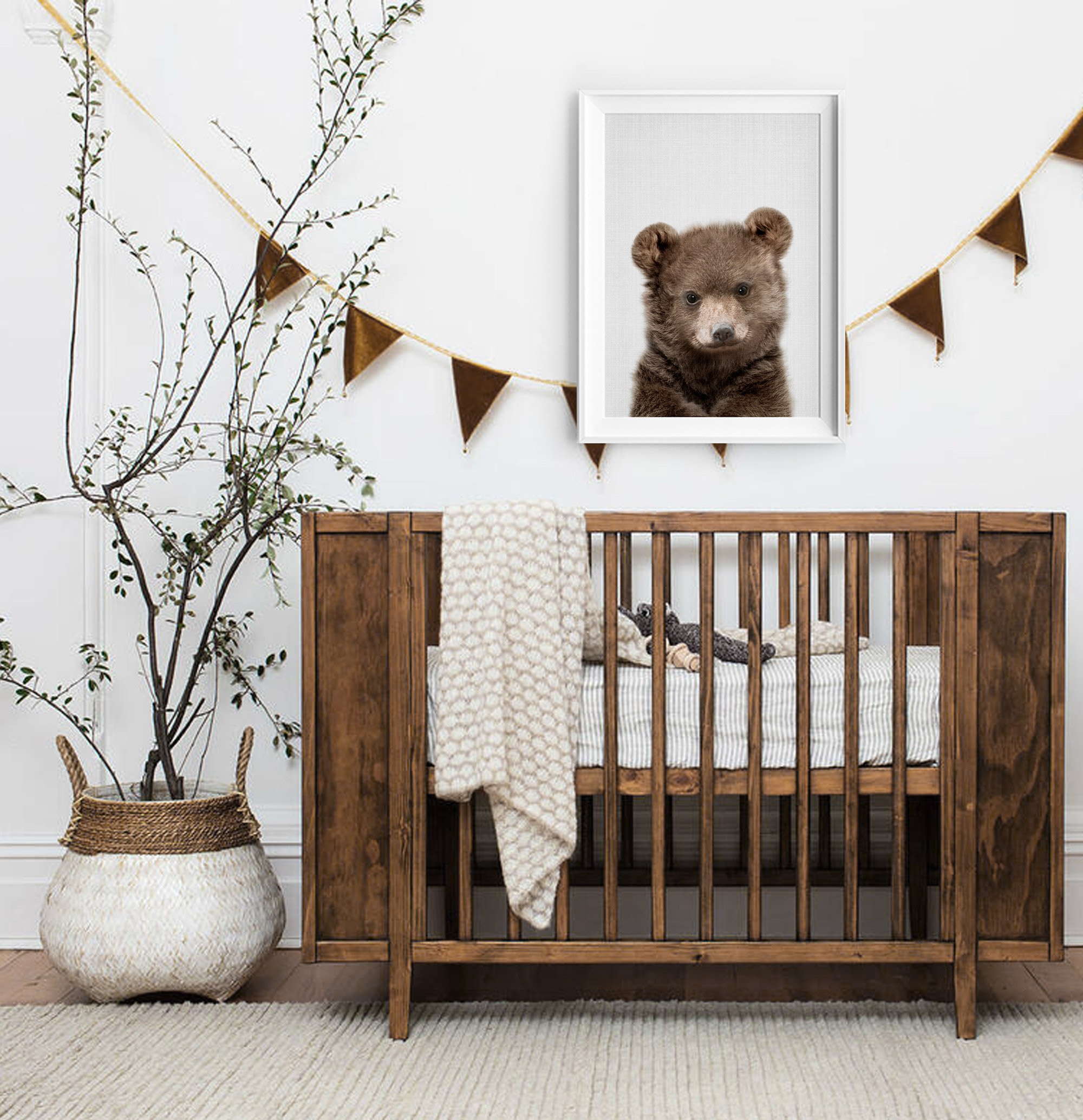 Baby Bear Wall Art Print Woodland Animal Nursery Decor Etsy