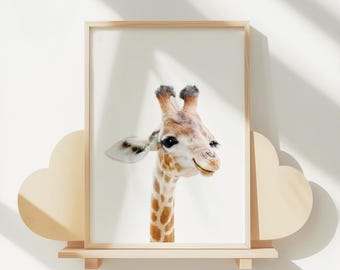 Baby Giraffe Print Wall Art: Digital Safari Nursery Decor for Kids Room