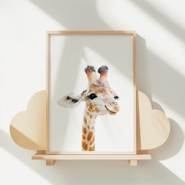 Baby Giraffe Print Wall Art: Digital Safari Nursery Decor for Kids Room