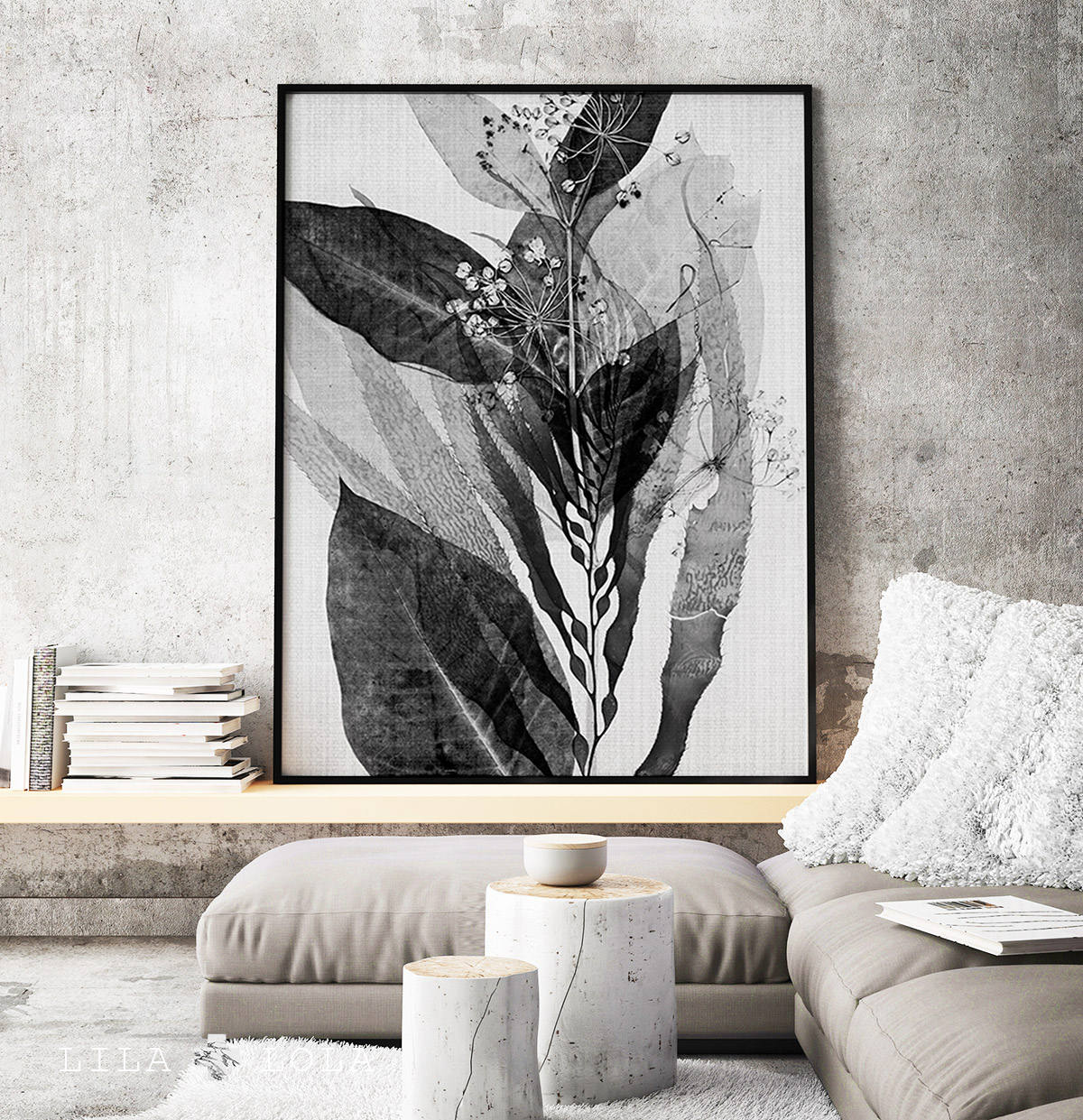 Botanical Print, Black and White Wall Art, Printable Digital Download