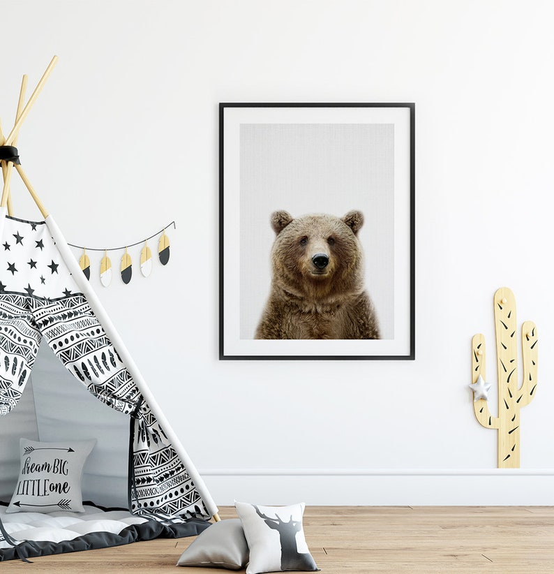 Bear Print Digital Download Woodland Nursery Decor Wall Art Etsy