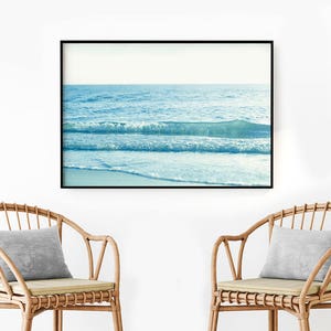 Beach Wall Art Print, Coastal Photography, Printable Digital Download, Large Wall Art, Ocean Water Waves, Minimalist Beach image 3