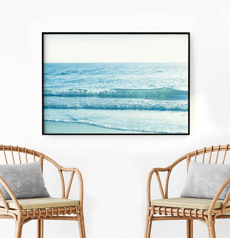 Beach Wall Art Print, Coastal Photography, Printable Digital Download, Large Wall Art, Ocean Water Waves, Minimalist Beach image 3