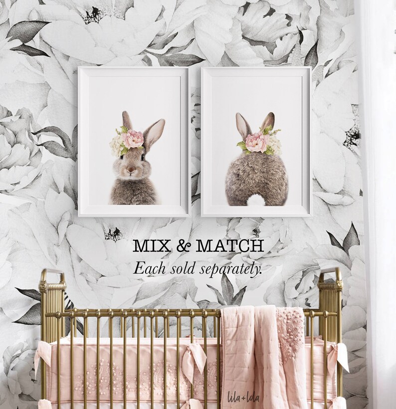 Nursery Wall Art Girls Bedroom Decor Bunny Rabbit Print Etsy