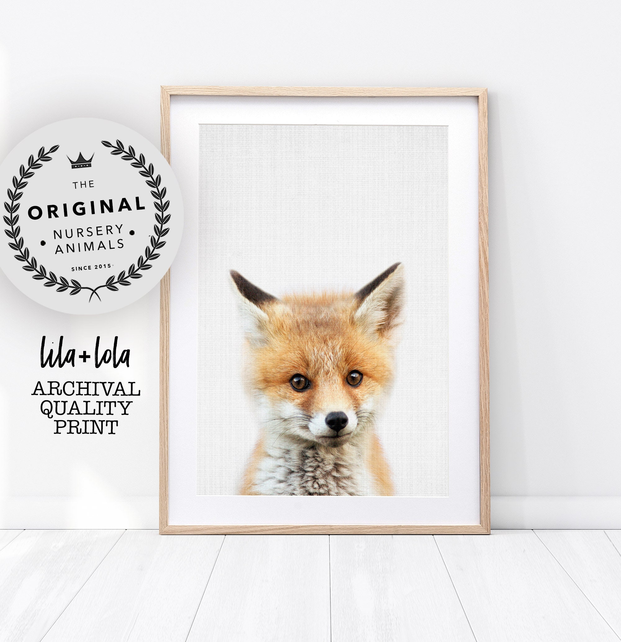 Baby Fox Print Nursery Animal Wall Art Woodland Decor Large Etsy