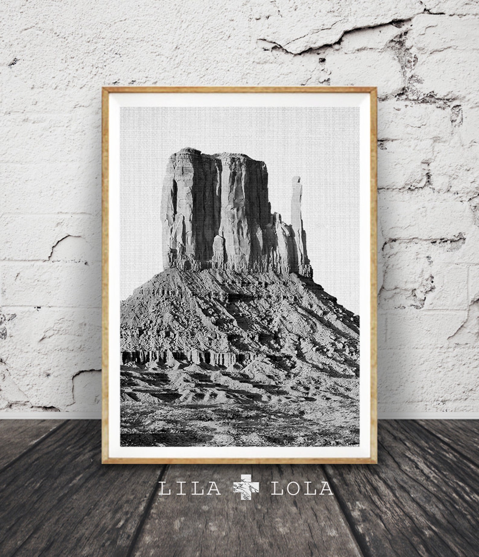 Black and White Desert Mountains Print South Western Wall Art Etsy