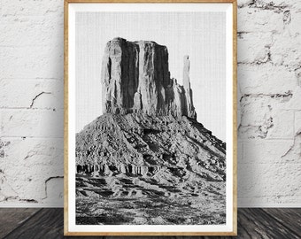 Black and White Desert Mountains Print, South Western Wall Art Decor, Printable Poster, Digital Download, Arizona Landscape, Photography