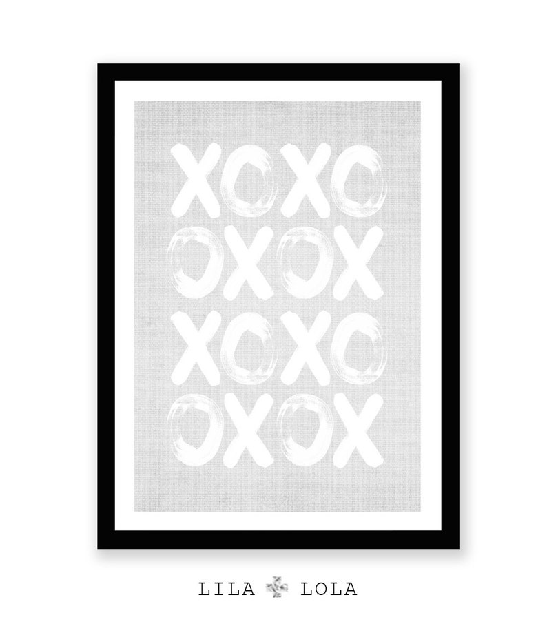 XOXO Wall Art Print Grey and White Decor Printable Instant