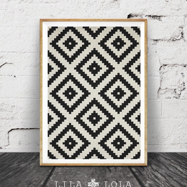 Aztec Pattern Print, Black and White Print, South Western Wall Art, Printable Art, Mexican, Tribal, Aztec Poster, Black White Geometric