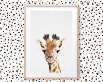 Giraffe Print, Safari Nursery Animal, Printable Wall Art, African Jungle Decor, Baby Animal Poster