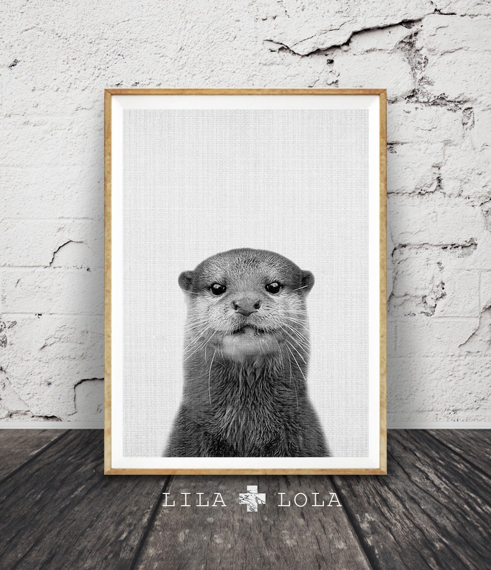 Otter Print Nursery Wall Art Decor Black And White Photo Minimalist Nautical Sea Animal Marine Life Printable Poster Digital Download