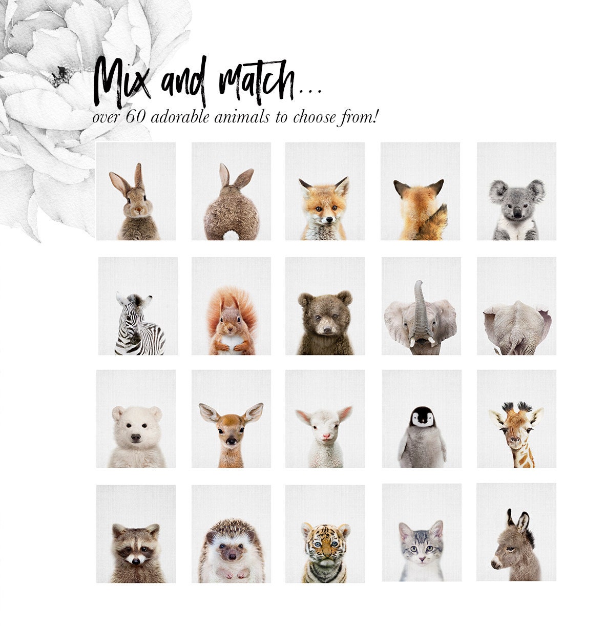 Printable Nursery wall Art Set of 6 Poster Baby Kids room decor Bear