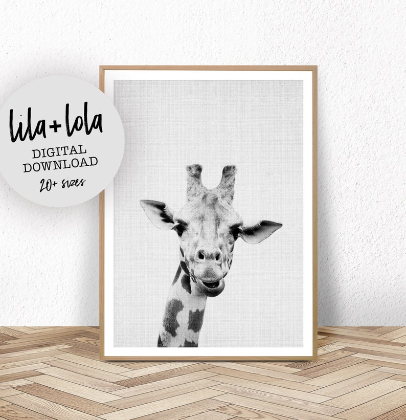 Giraffe Print, Safari Nursery Wall Art Decor, Large Printable Kids Room Poster, Digital Download, Giraffe Photo, Baby Shower image 1